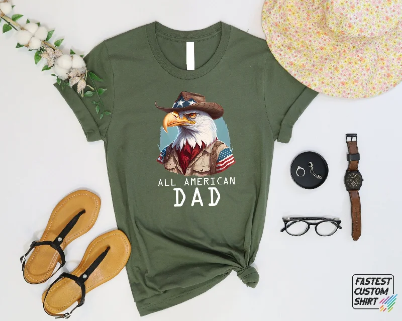 All American Dad T-Shirt, Vintage Eagle Patriotic T-Shirt Gift, American Eagle T-Shirt, USA Father's Day T-Shirt, Cool Eagle T-Shirt, E0079