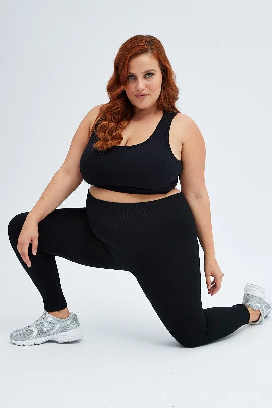 Black Fleece Leggings Seamless