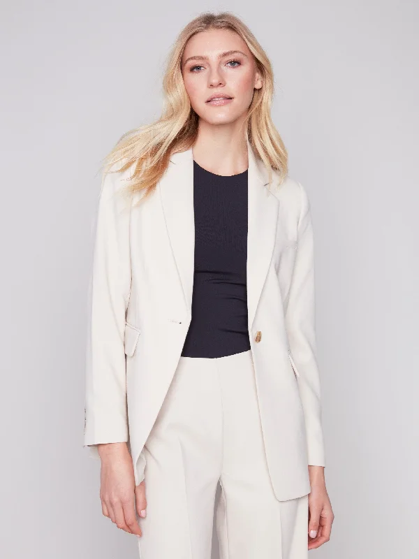 Blazer with Ruched Back - Beige