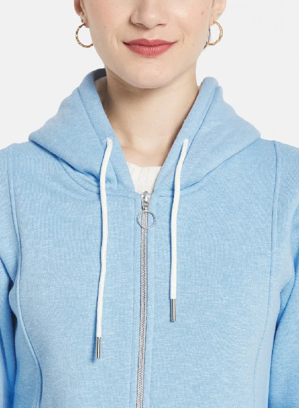 Women Sky Blue Solid Sweatshirt Women Sky Blue Solid Sweatshirt
