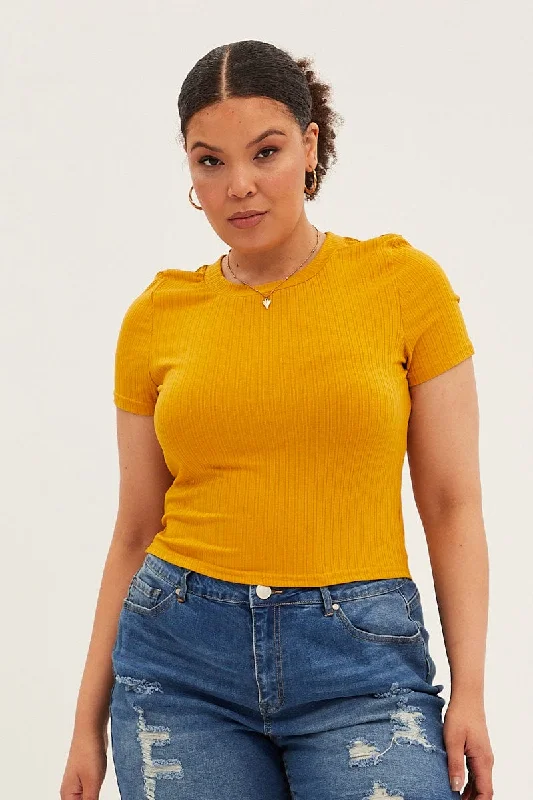 Mustard T-shirt Short Sleeve Crew Neck