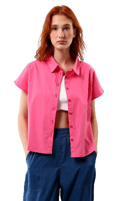 O177910 Short Sleeves Fuchsia Solid Summer Shirt