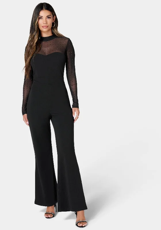 Sparkle Mesh Inset Jumpsuit