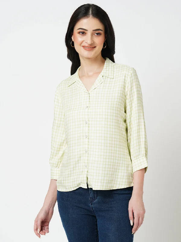 Women Checked Three-Quarter Sleeves Shirt