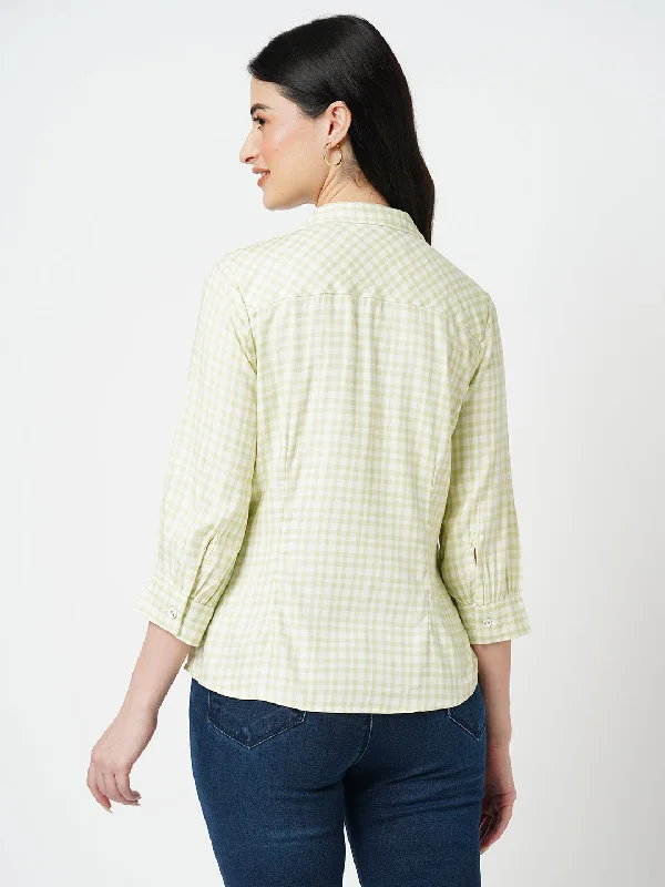 Women Checked Three-Quarter Sleeves Shirt