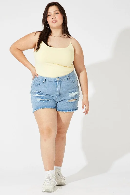 Yellow Singlet Top Scoop Neck Supersoft
