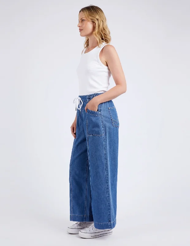 Elm Alora Wide Leg Jean Mid Blue Wash