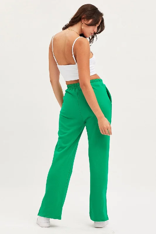 Green Track Pants High Rise