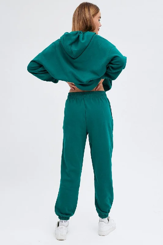 Green Track Pants High Rise Jogger