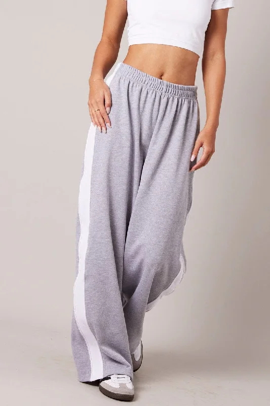 Grey Track Pants Wide Leg Pants