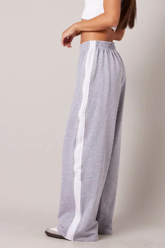 Grey Track Pants Wide Leg Pants