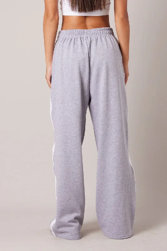 Grey Track Pants Wide Leg Pants