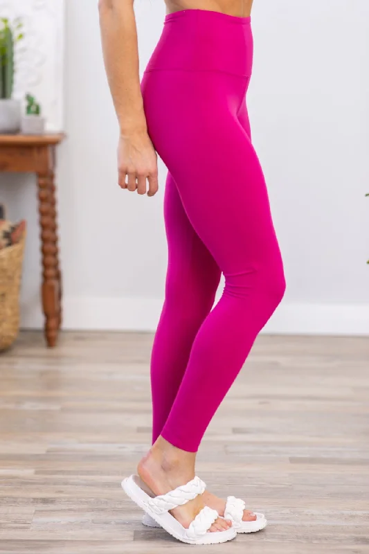 Hot Pink Wide Waistband Leggings