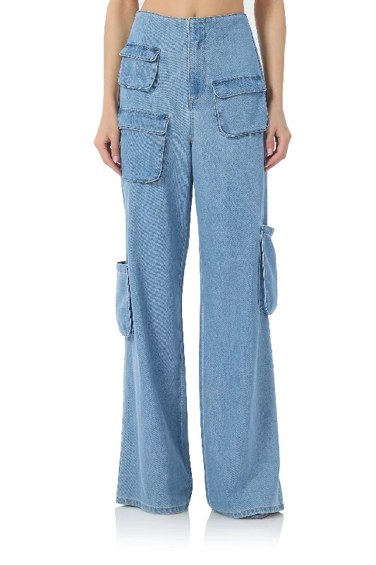 Maxwell Wide Leg Cargo Pant - South Pacific Wash