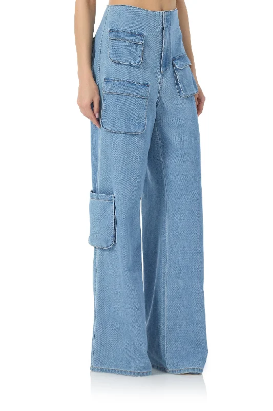 Maxwell Wide Leg Cargo Pant - South Pacific Wash