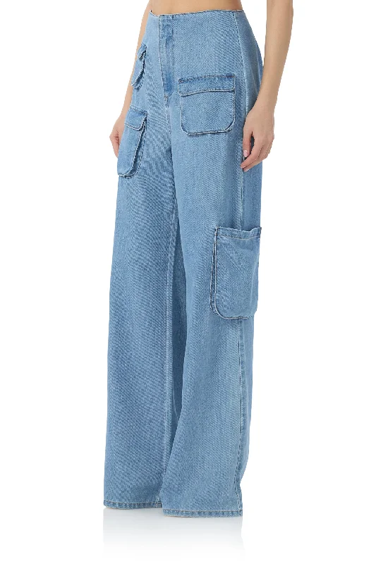 Maxwell Wide Leg Cargo Pant - South Pacific Wash