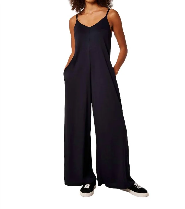 Modal Palazzo Jumpsuit In Black