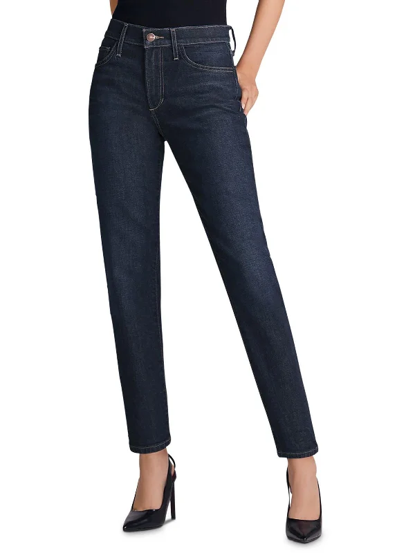 Petites The Lara Womens Denim Mid-Rise Cigarette Jeans