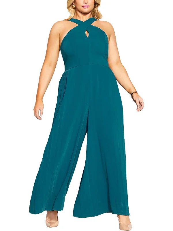 Plus Harper Womens Keyhole Halter Jumpsuit