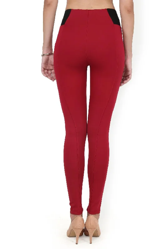 Red Plain Jegging