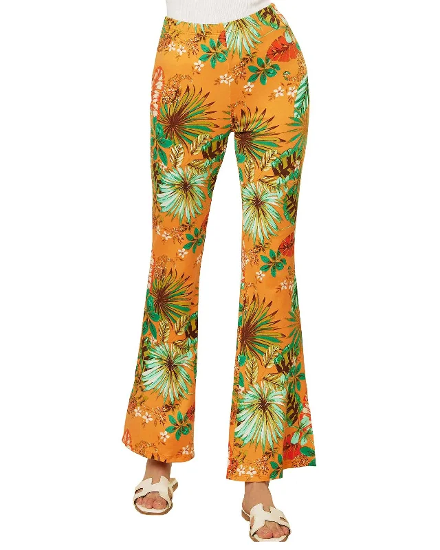 Side Slit Bell Bottom Pants - Tropical Orange